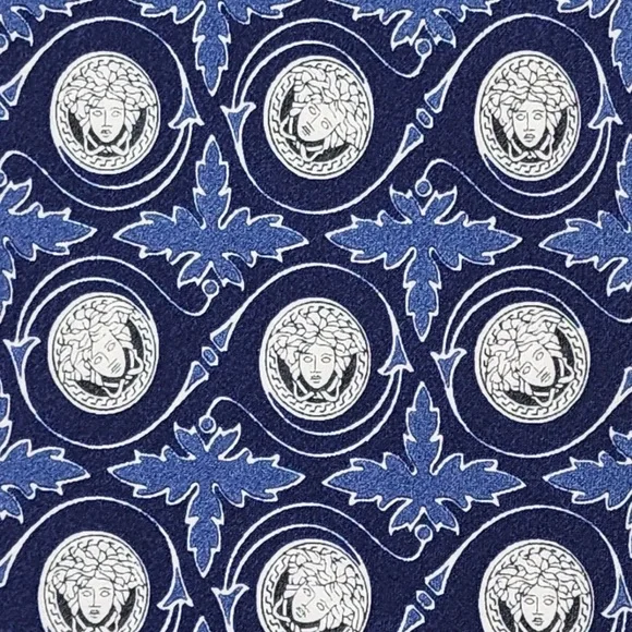 NWOT Authentic Versace Blue Silk Emblem Logo Tie - Picture 2 of 6